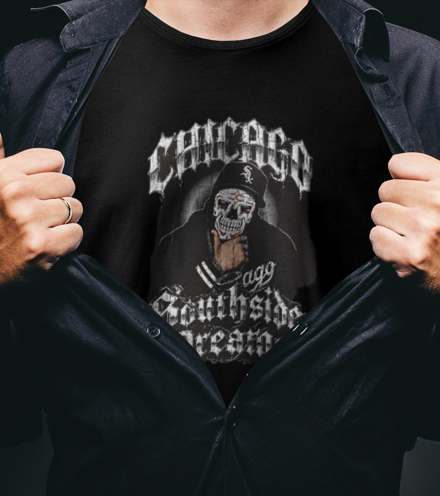 Chicago White Sox Southside Dreams Skull Mask Hooded Figure Barbed Wire T-Shirt