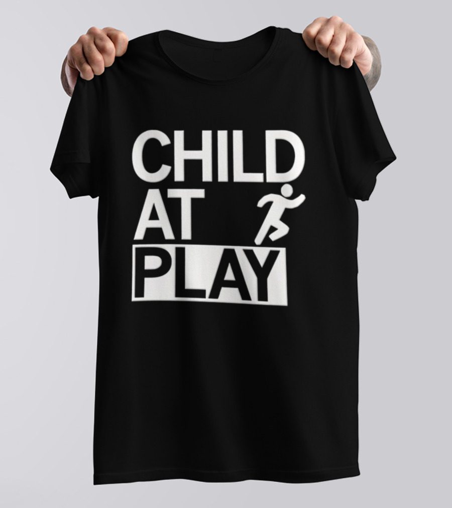Child At Play Text With Running Figure T-Shirt