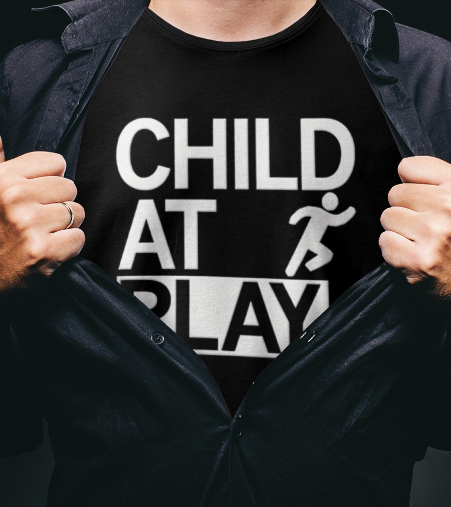 Child At Play Text With Running Figure T-Shirt