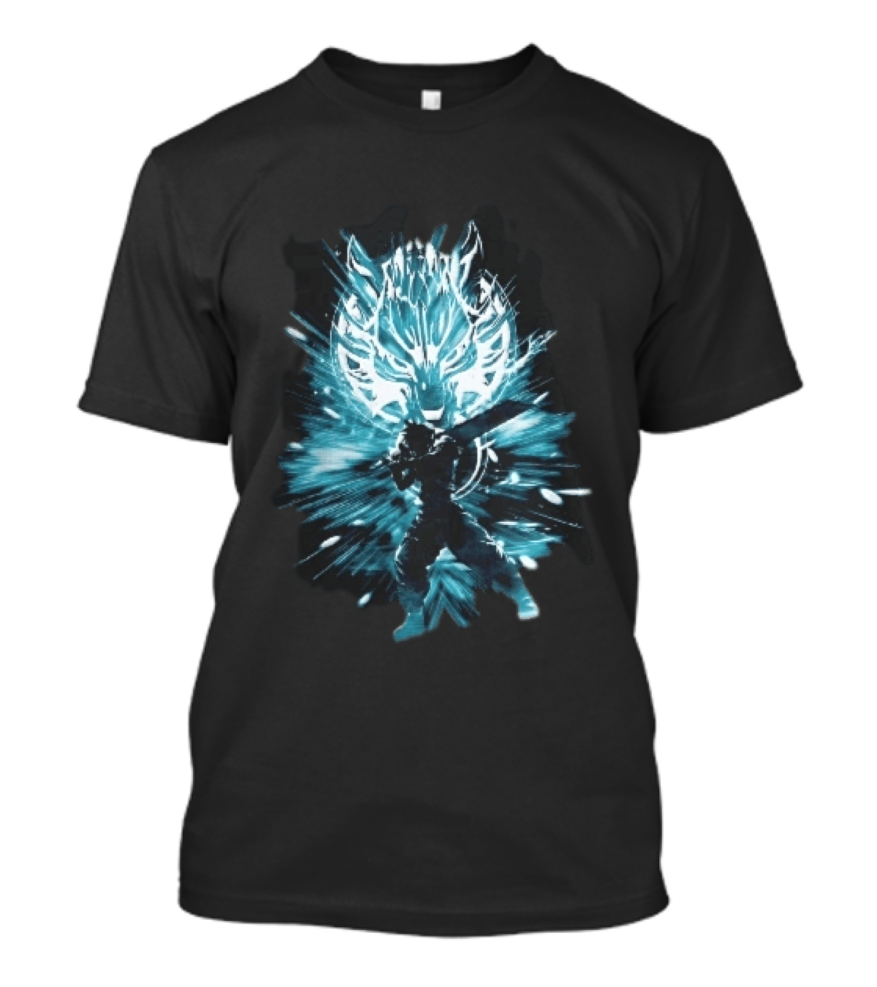 Cloud Strife Buster Sword Wolf Blue Energy Burst T-Shirt