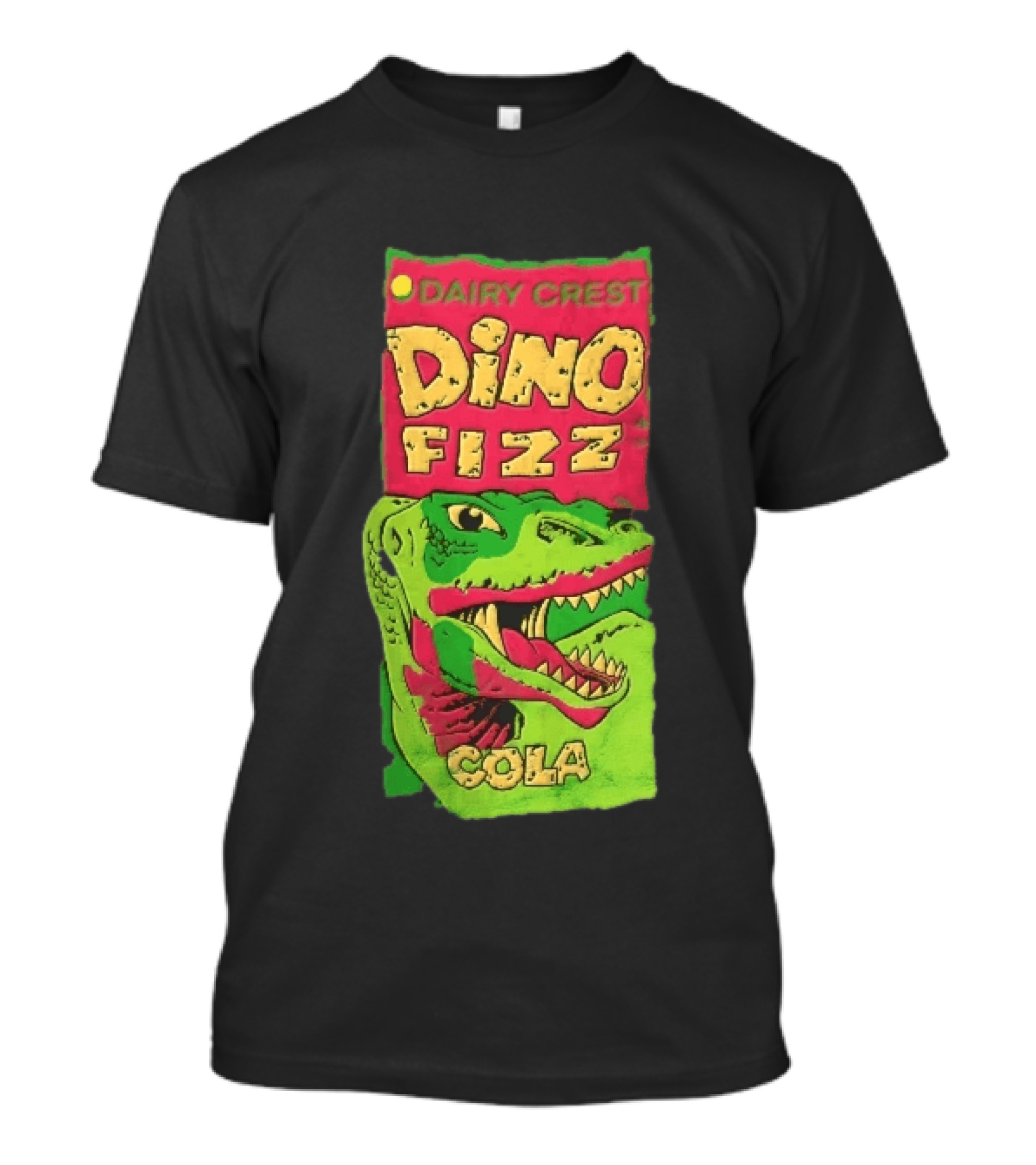 Dairy Crest Dino Fizz Cola Green Dinosaur Open Mouth Red T-Shirt
