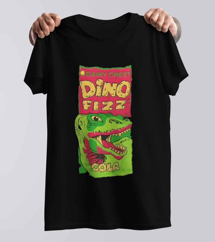 Dairy Crest Dino Fizz Cola Green Dinosaur Open Mouth Red T-Shirt