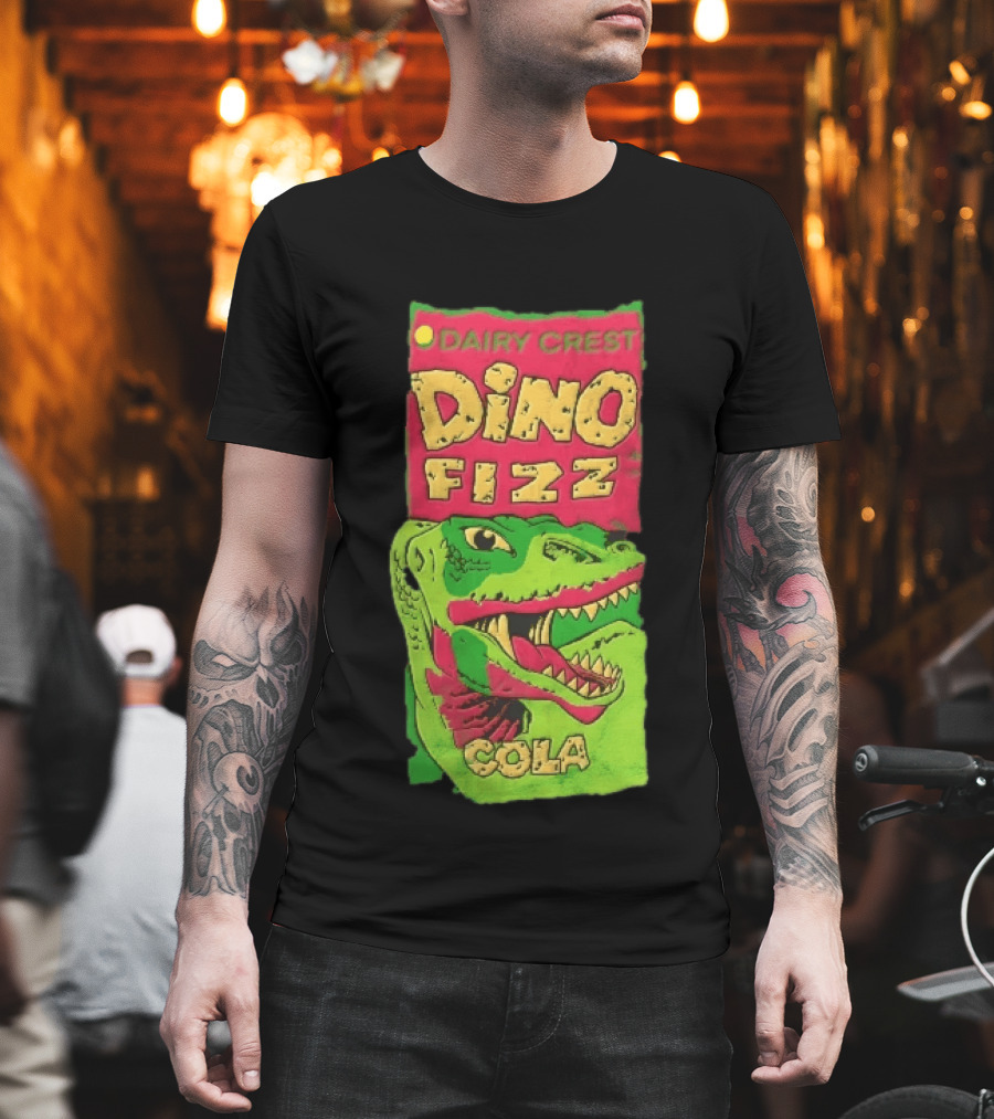 Dairy Crest Dino Fizz Cola Green Dinosaur Open Mouth Red T-Shirt