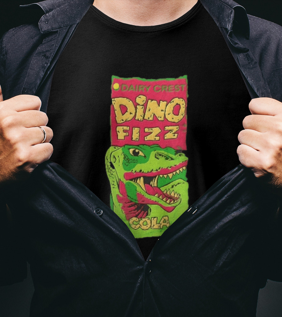 Dairy Crest Dino Fizz Cola Green Dinosaur Open Mouth Red T-Shirt
