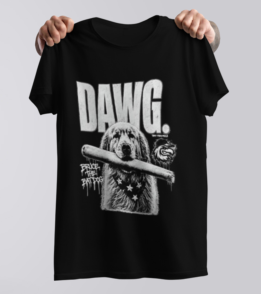 Dawg Bruce The Batdog Baseball Bat And Ball T-Shirt