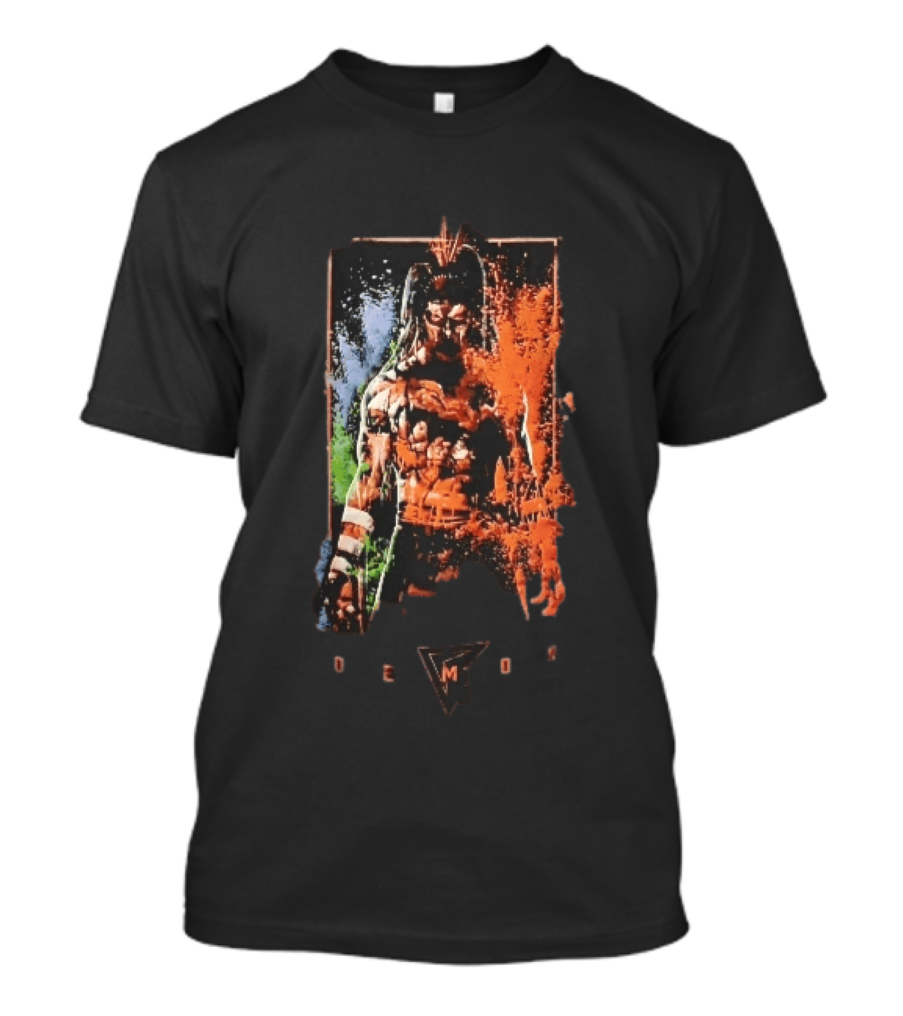 Demon Masked Warrior Orange Splatter Bodypaint Art 3000 T-Shirt
