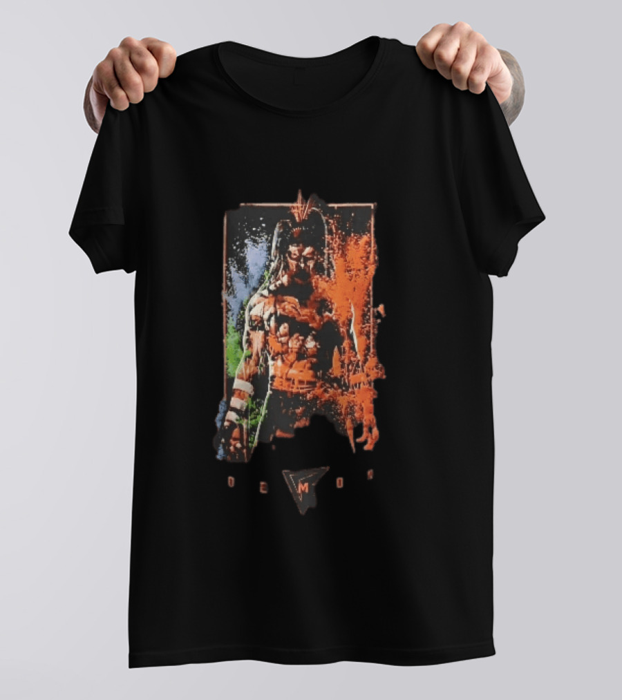 Demon Masked Warrior Orange Splatter Bodypaint Art 3000 T-Shirt