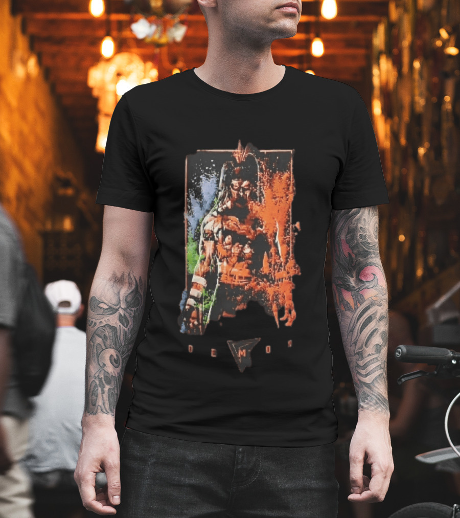Demon Masked Warrior Orange Splatter Bodypaint Art 3000 T-Shirt
