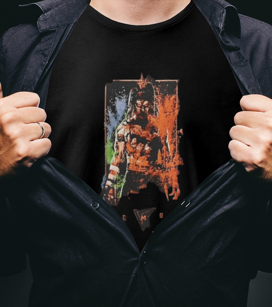 Demon Masked Warrior Orange Splatter Bodypaint Art 3000 T-Shirt