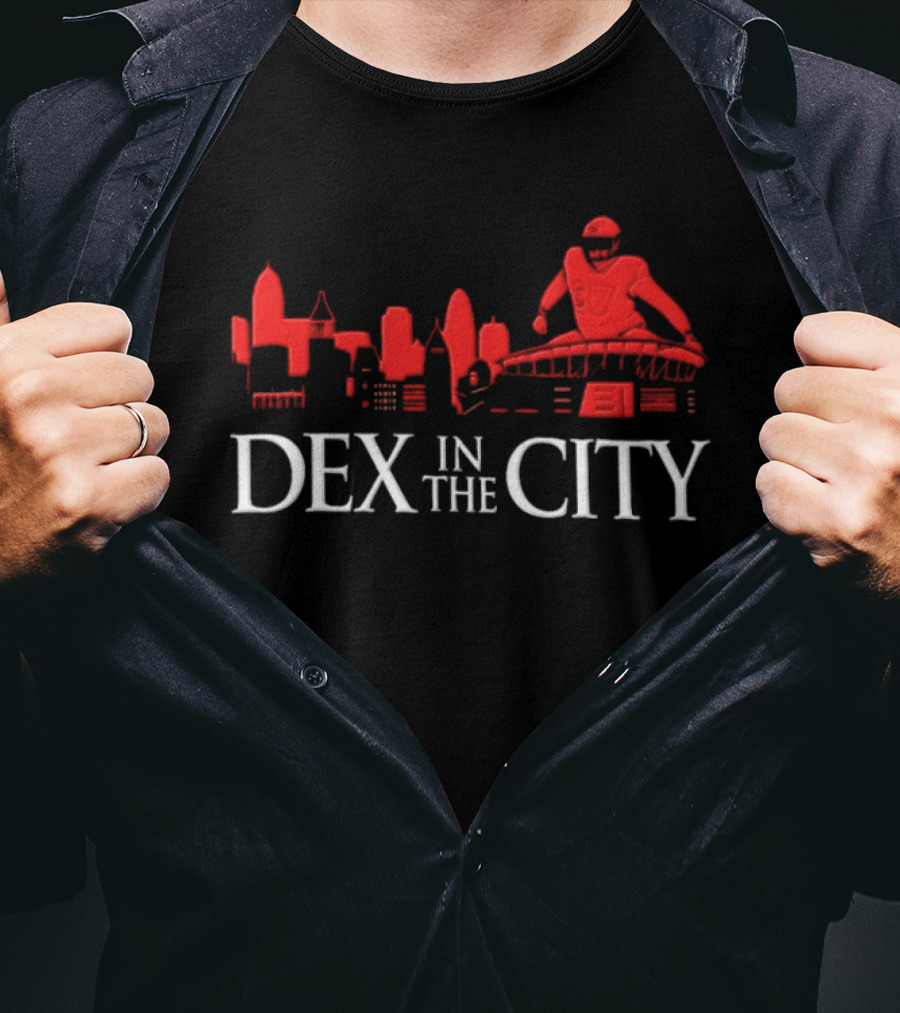 Dexter Lawrence Number 97 Dex In The City New York Giants Skyline T-Shirt