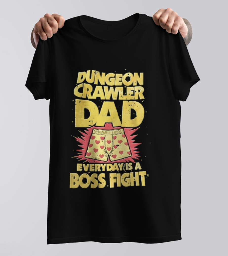 Dungeon Crawler Dad Everyday Is A Boss Fight Heart Boxer Shorts Spiky Starburst T-Shirt