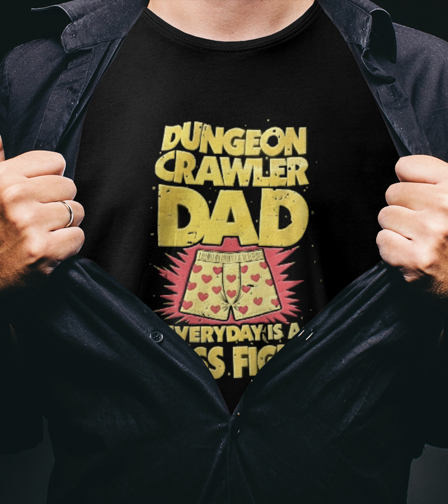 Dungeon Crawler Dad Everyday Is A Boss Fight Heart Boxer Shorts Spiky Starburst T-Shirt