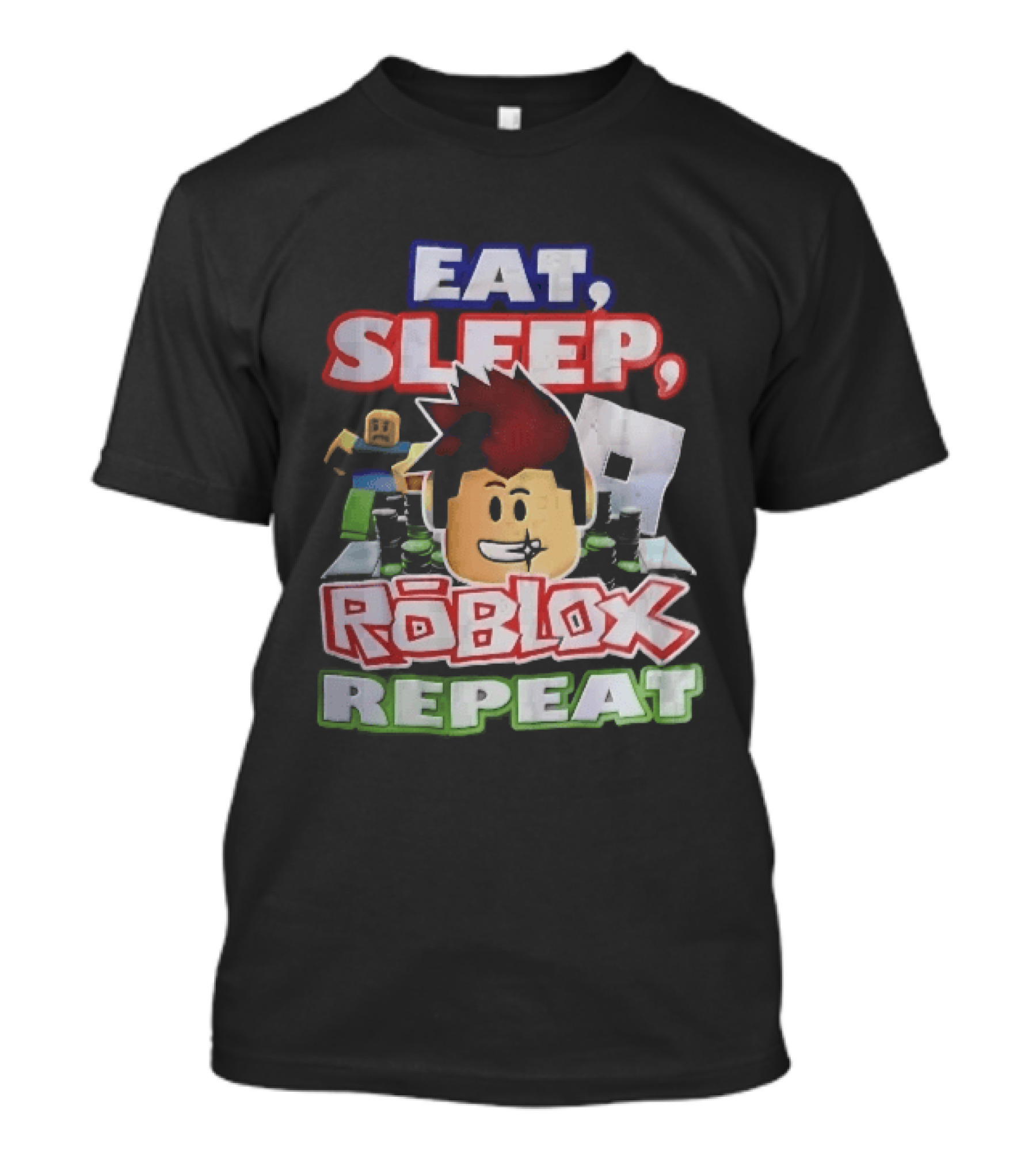 Eat Sleep Roblox Repeat Cartoon Avatar Noob Running Cash Stacks T-Shirt