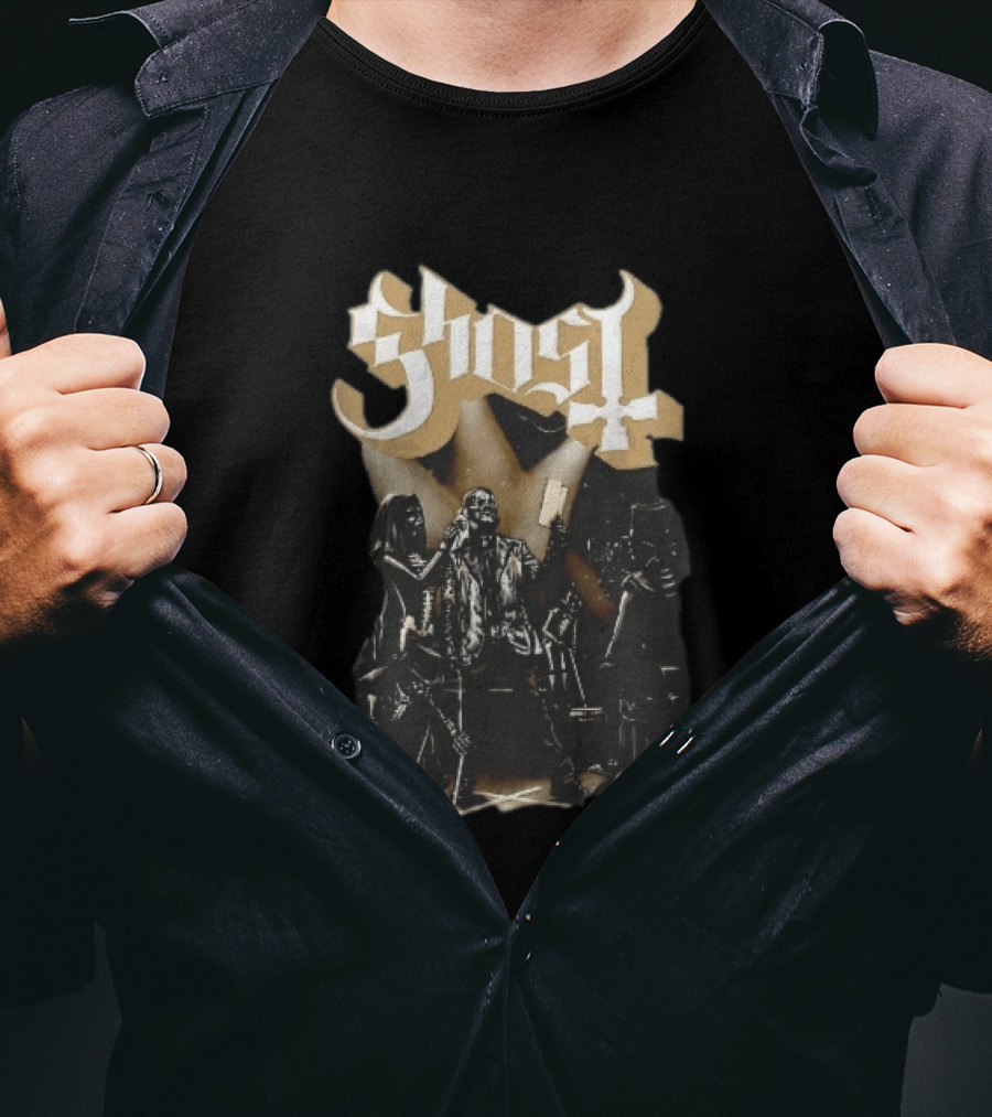 Ghost Skeleton Crew Holding Book Stage Spotlights T-Shirt