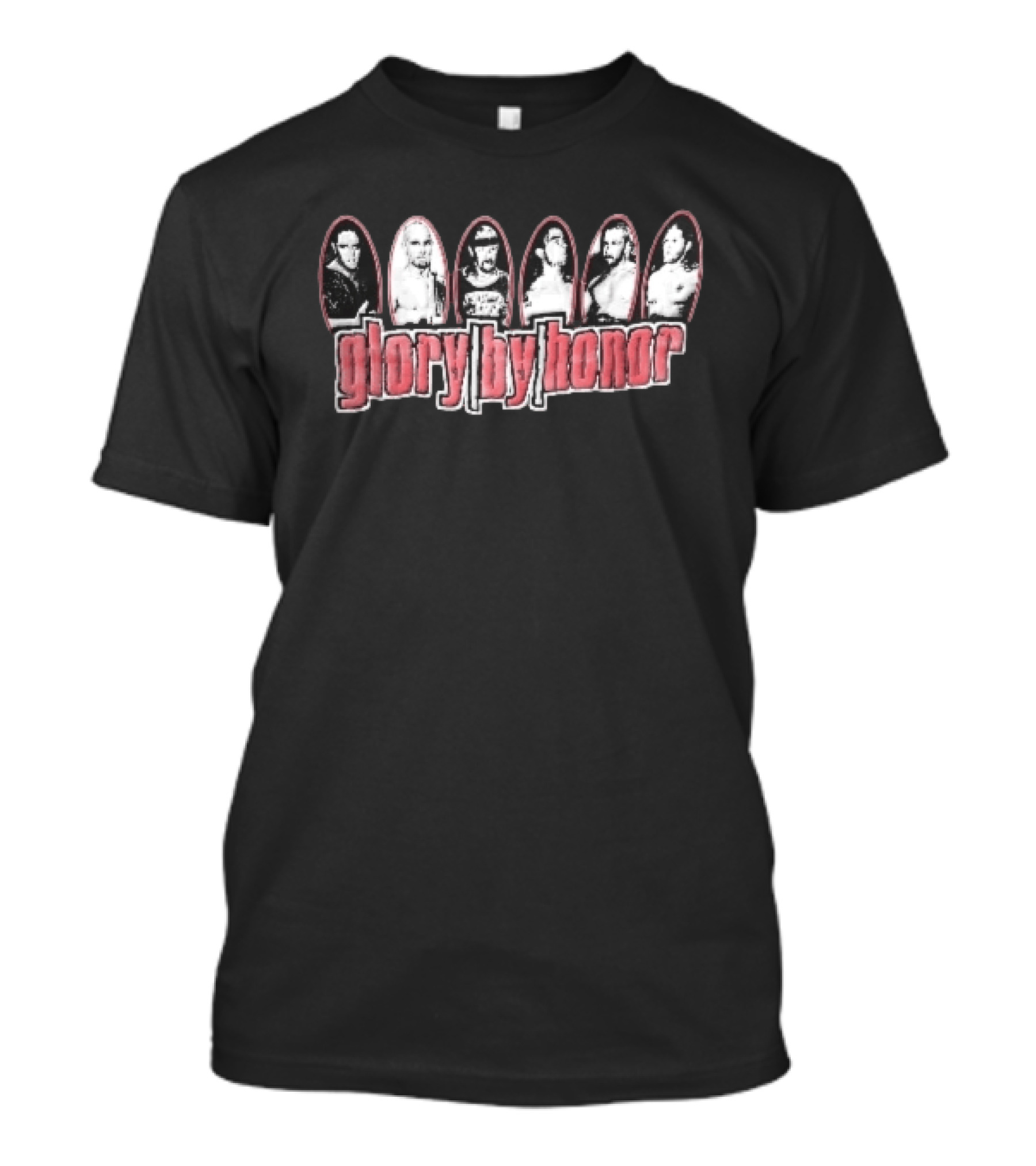 Glory By Honor Six Pro Wrestlers Black And White Oval Frames T-Shirt