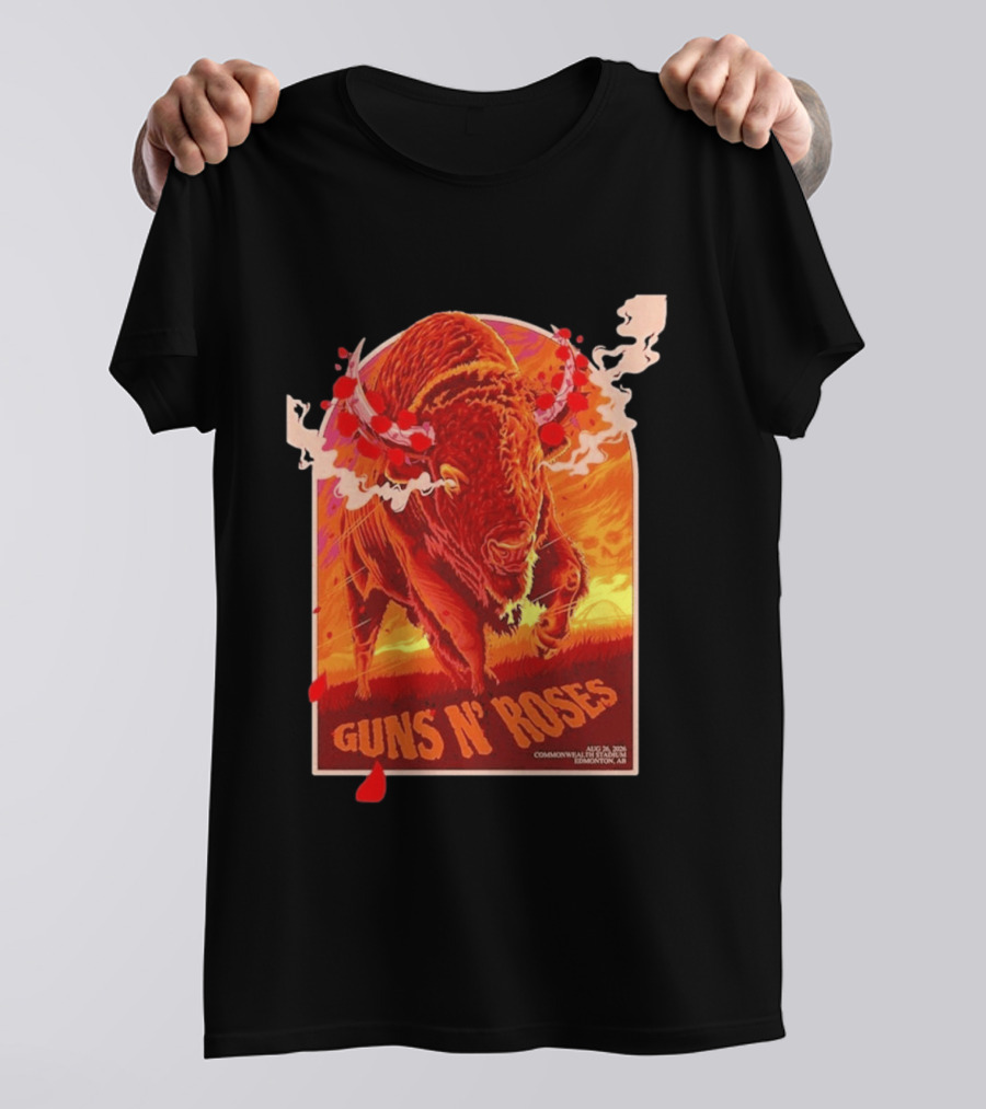 Guns N Roses Bison Commonwealth Stadium Edmonton AB August 26 2026 T-Shirt
