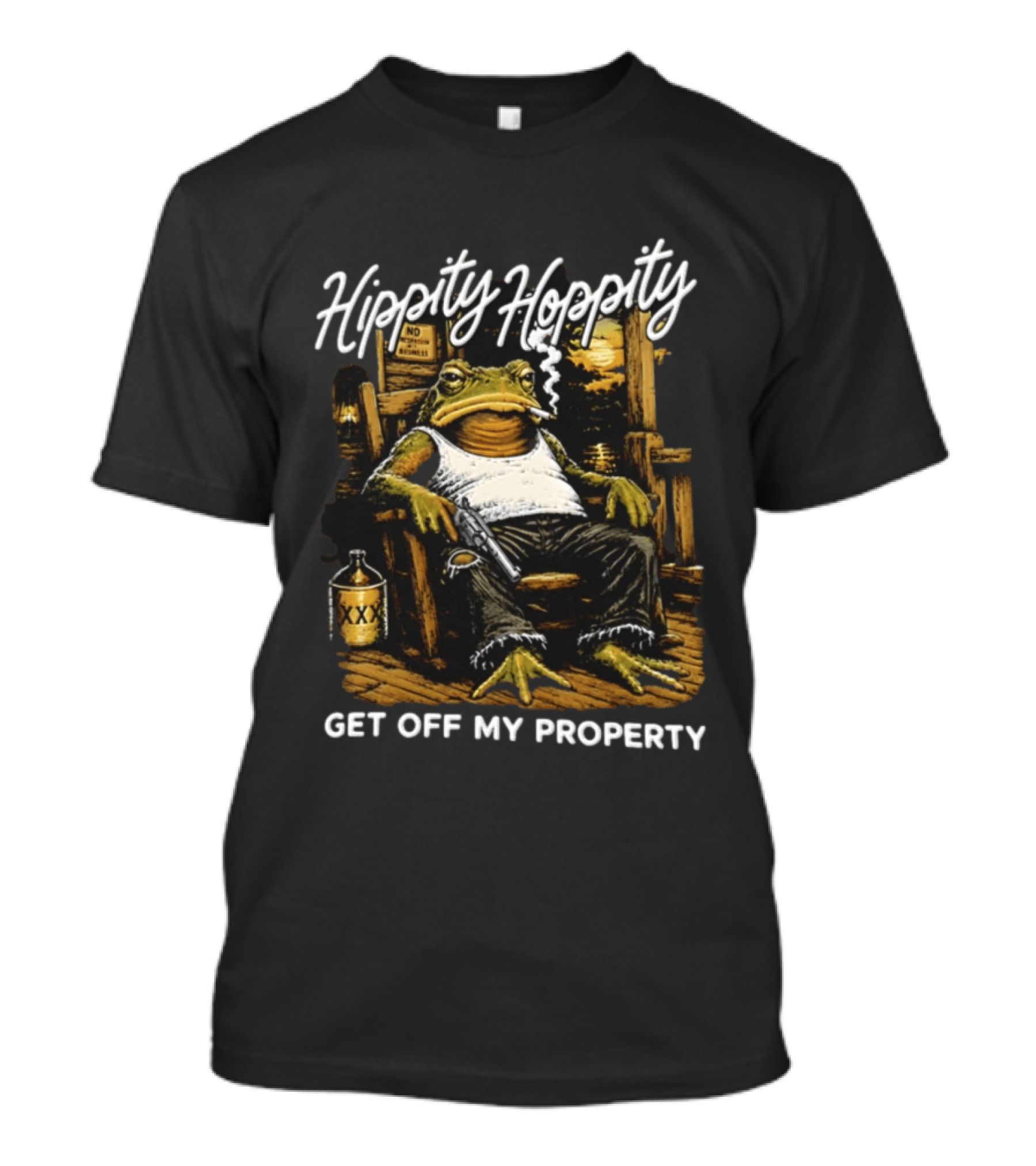 Hippity Hoppity Get Off My Property Toad With Cigarette And XXX Jug T-Shirt