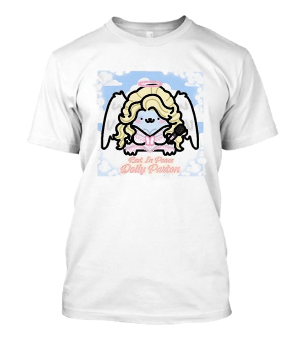 Angel Kitten Rest In Peace Dolly Parton Wings Halo Clouds T-Shirt
