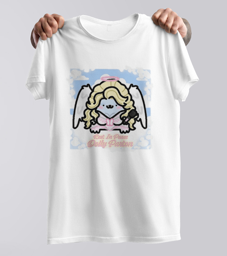 Angel Kitten Rest In Peace Dolly Parton Wings Halo Clouds T-Shirt