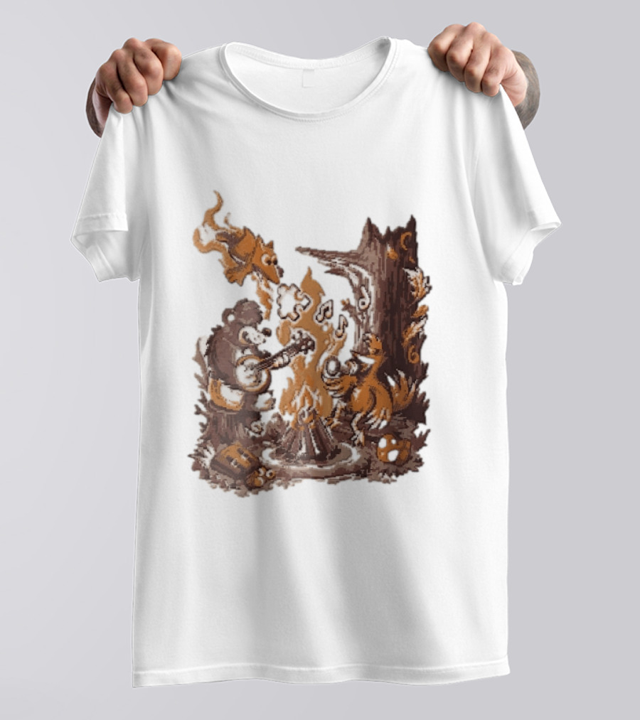 Banjo Kazooie Bear And Bird Music Campfire Jiggy Pixel T-Shirt