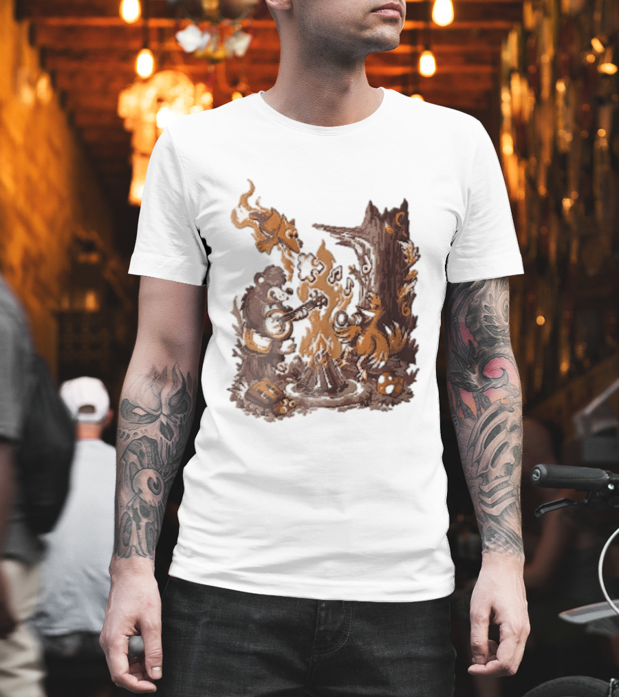 Banjo Kazooie Bear And Bird Music Campfire Jiggy Pixel T-Shirt
