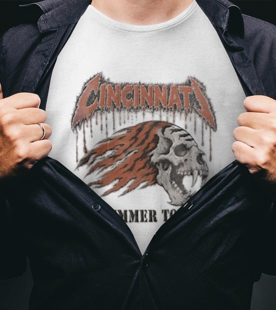 Cincinnati Bengals Tiger Skull Flaming Mane Summer Tour 2026 Distressed T-Shirt