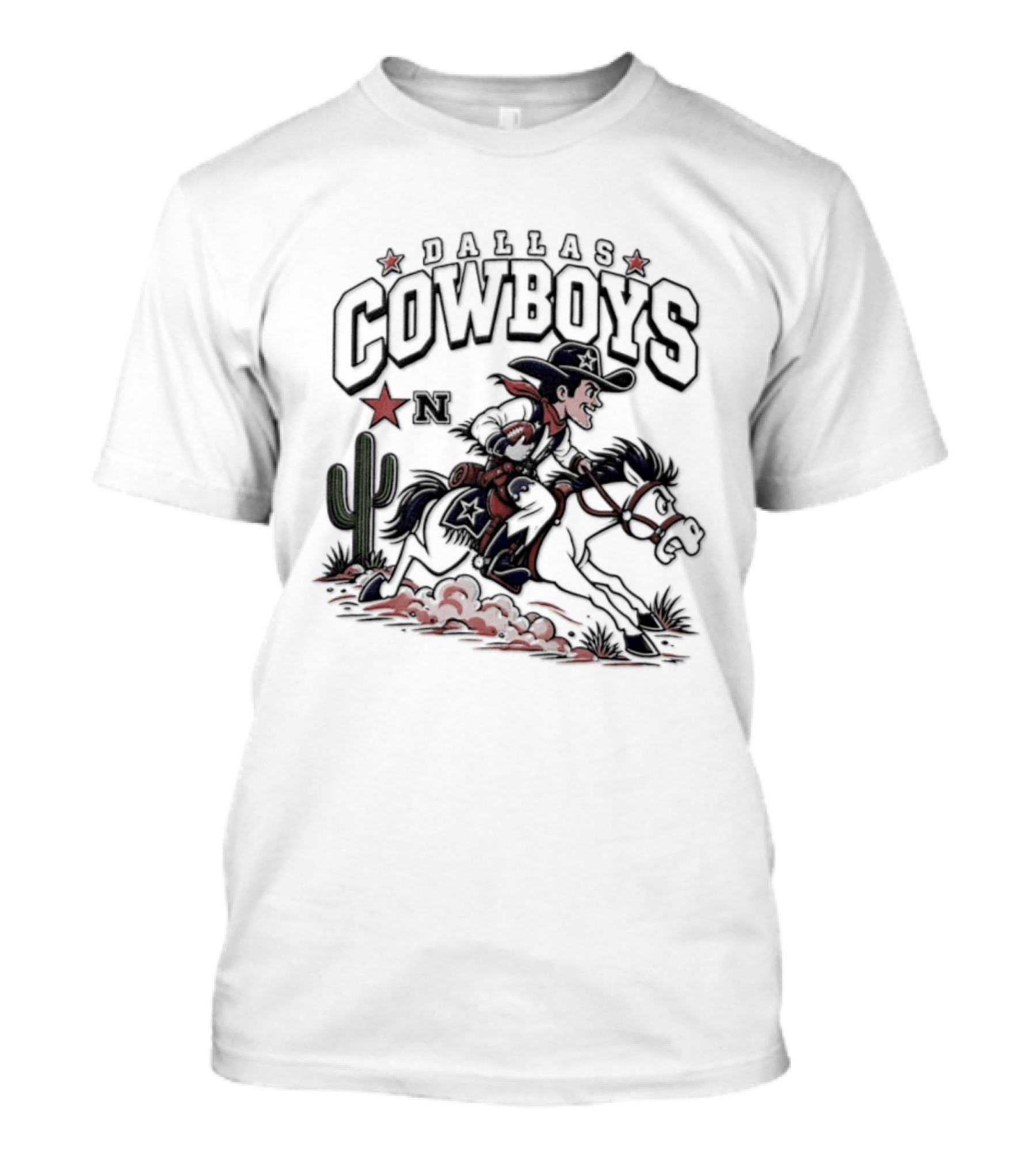 Dallas Cowboys Rider With Horse And Cactus Scene T-Shirt