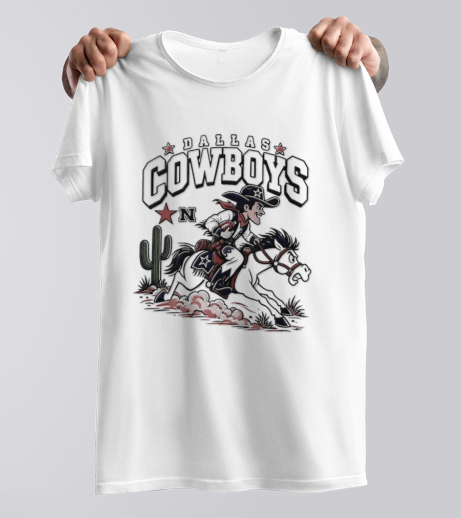 Dallas Cowboys Rider With Horse And Cactus Scene T-Shirt