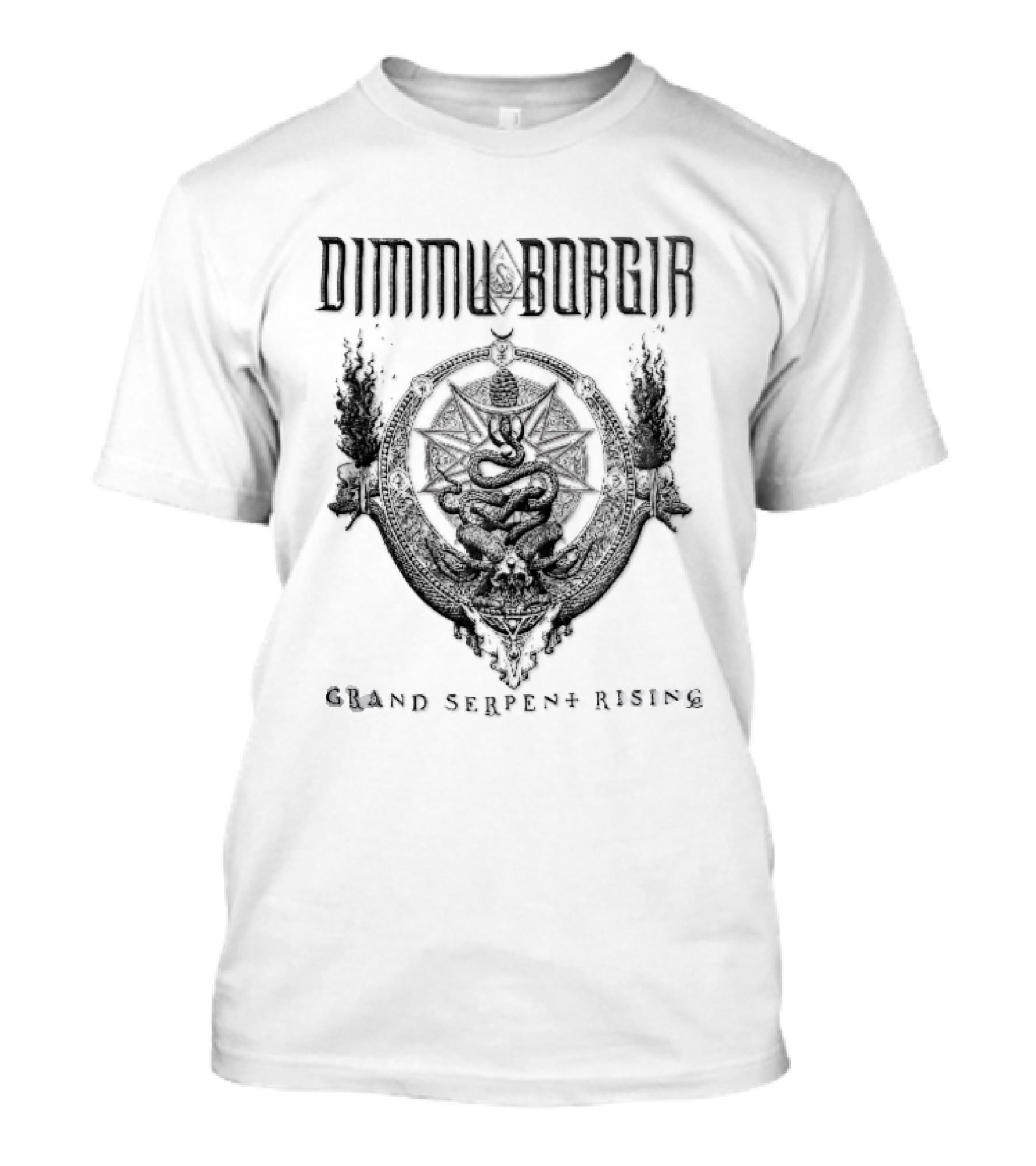 Dimmu Borgir Grand Serpent Rising Coiled Snake Horned Skull Occult Black Metal Band T-Shirt