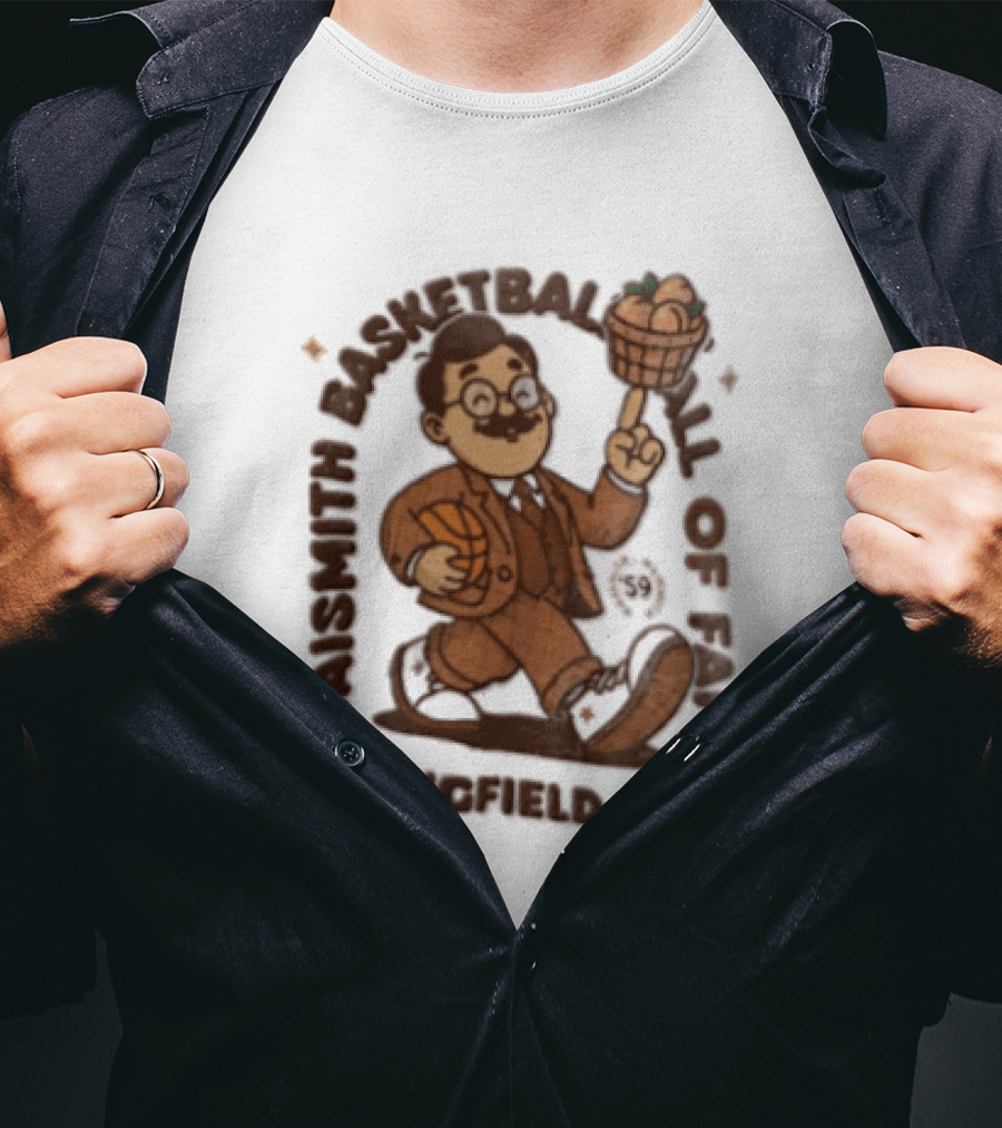Naismith Basketball Hall Of Fame Springfield Massachusetts James Naismith பேஸ்கெட் பாலிங்கள்ள T-Shirt