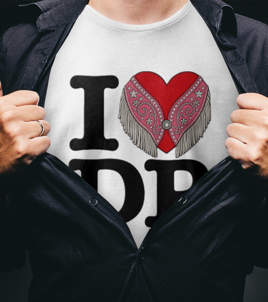 I Love DP Dolly Parton Heart Fringe Western T-Shirt