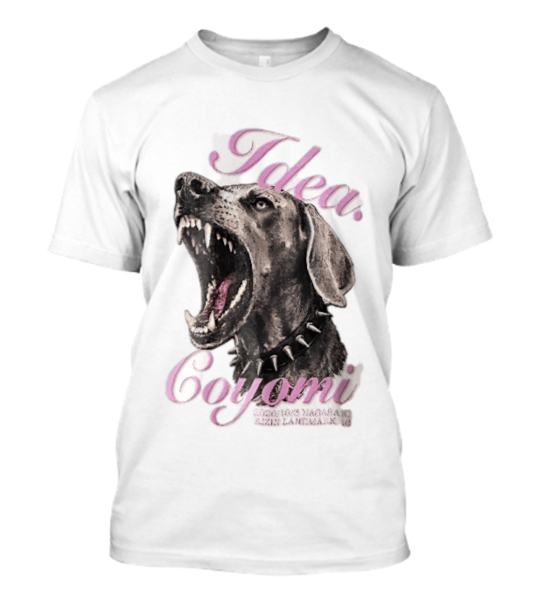 Rizin Idea Coyomi Nagasaki Snarling Dog Spiked Collar Pink Cursive 2024 T-Shirt