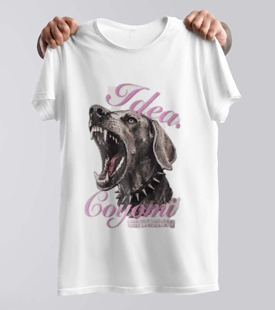 Rizin Idea Coyomi Nagasaki Snarling Dog Spiked Collar Pink Cursive 2024 T-Shirt