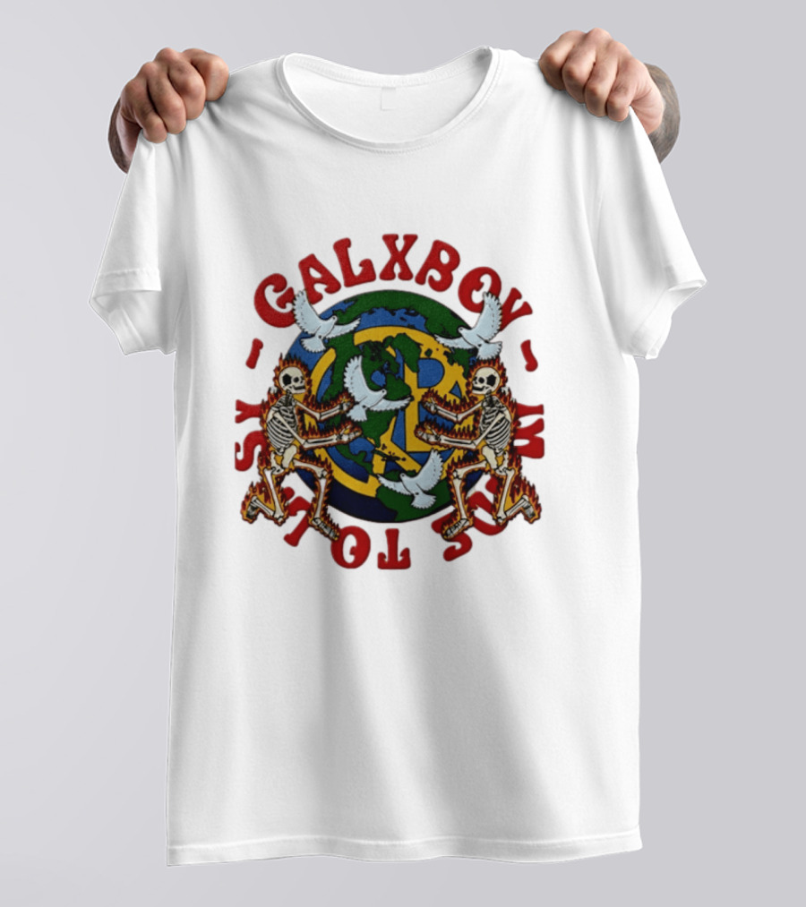 Galxboy Systms Toys Flaming Skeletons With Doves Peace T-Shirt