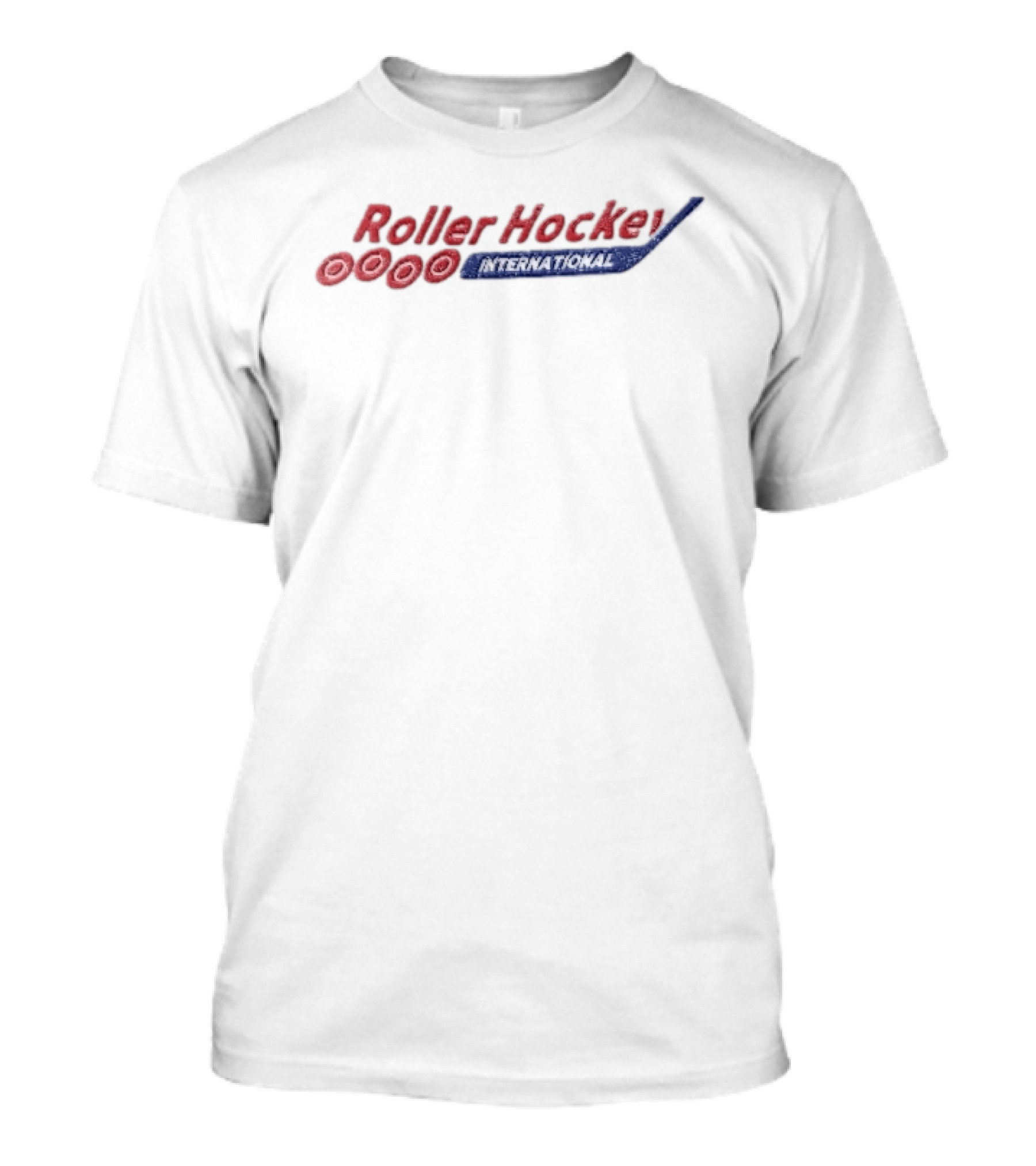 Roller Hockey International Red Inline Skate Wheels Blue Stick T-Shirt