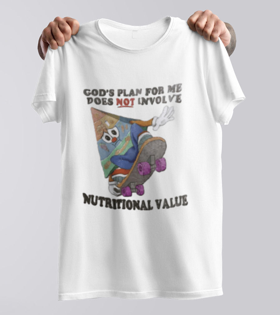 God's Plan For Me Does Not Involve Nutritional Value Skateboarding Food Pyramid T-Shirt