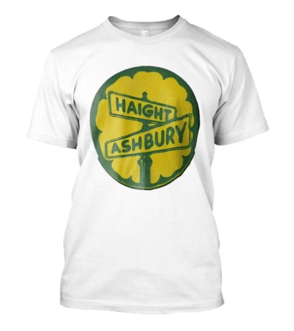 Haight Ashbury Street Sign Yellow Flower T-Shirt