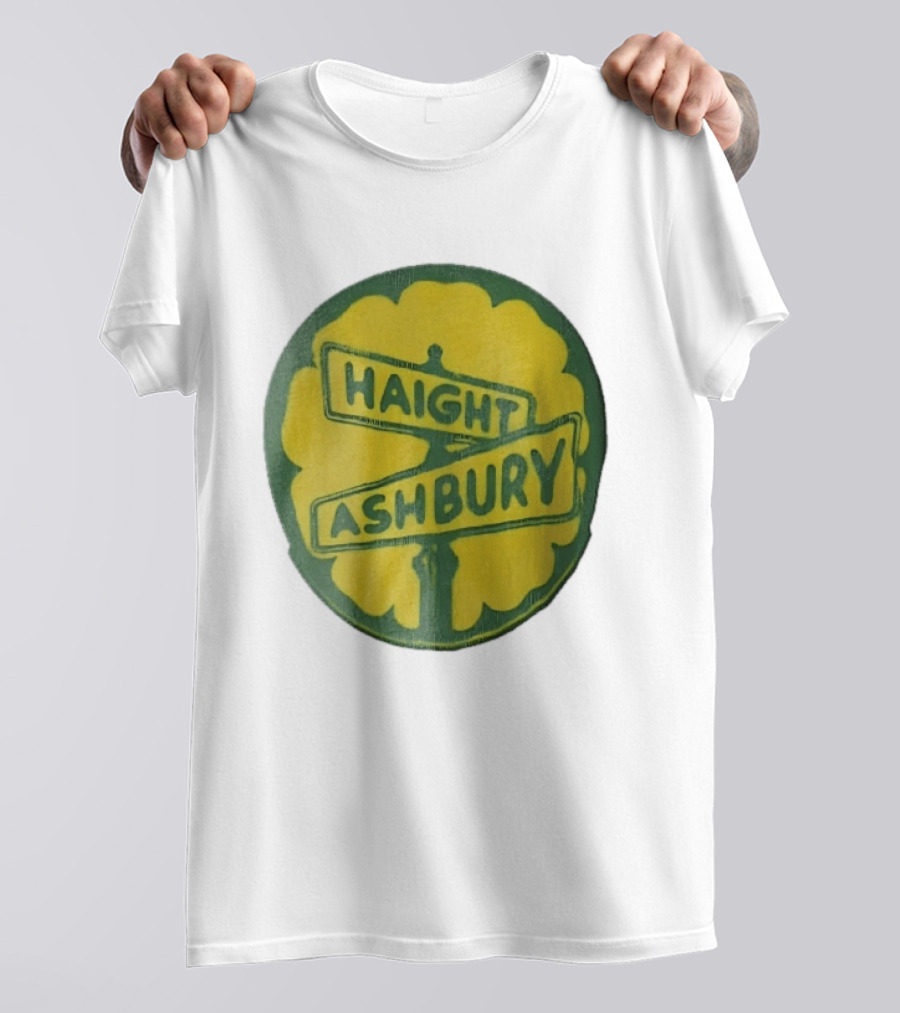 Haight Ashbury Street Sign Yellow Flower T-Shirt