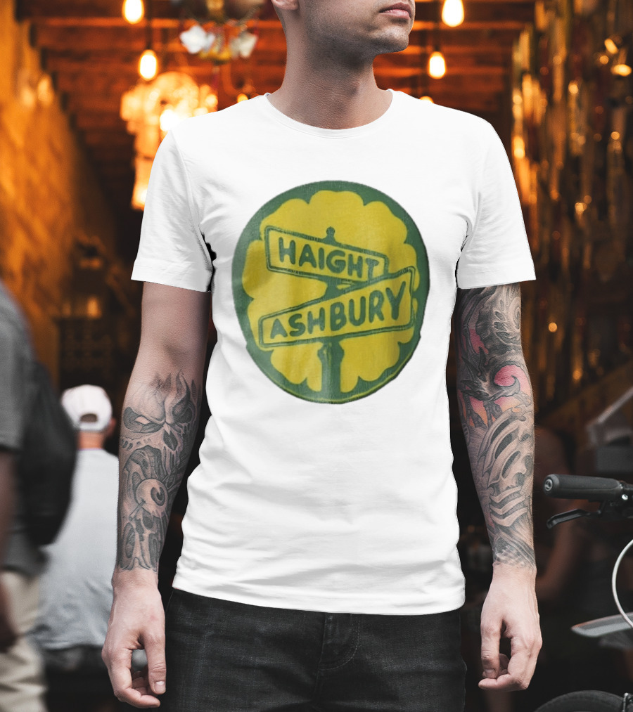 Haight Ashbury Street Sign Yellow Flower T-Shirt