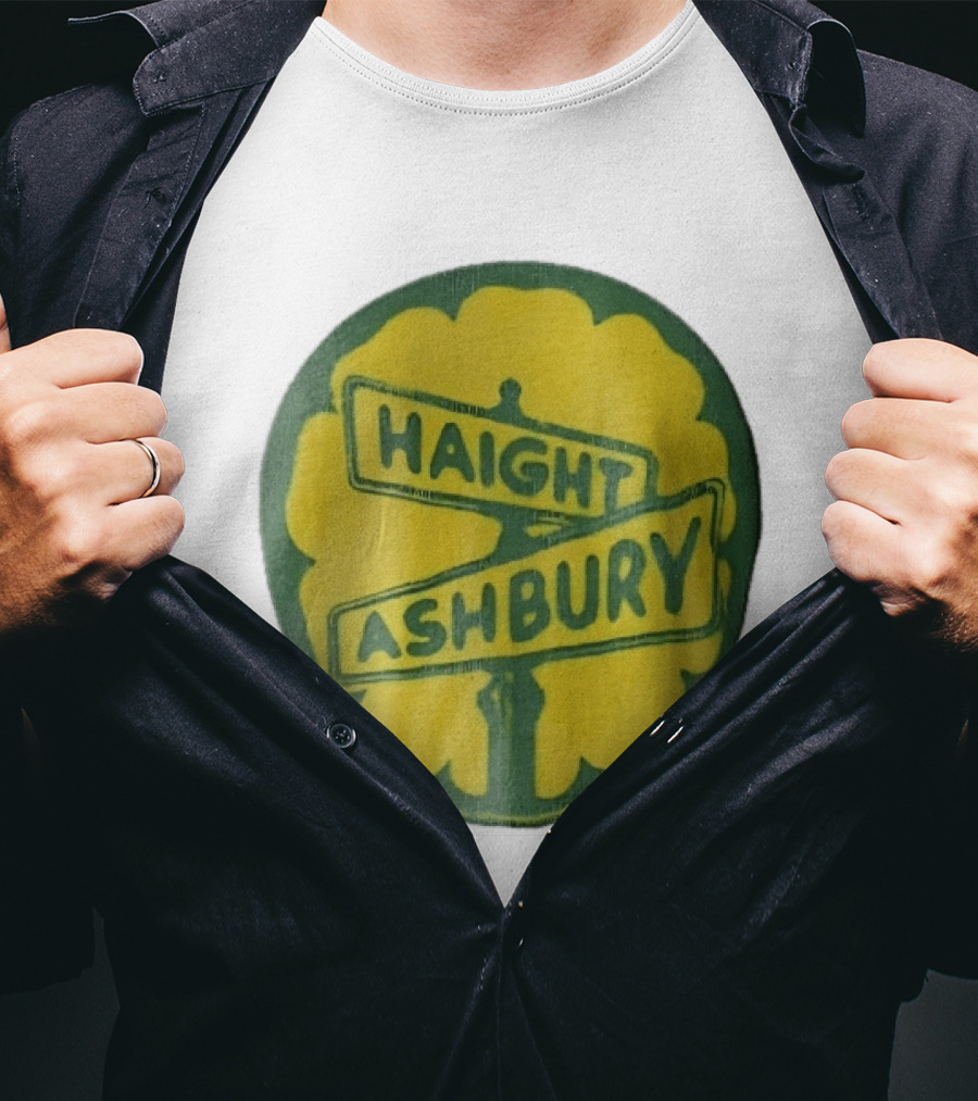 Haight Ashbury Street Sign Yellow Flower T-Shirt