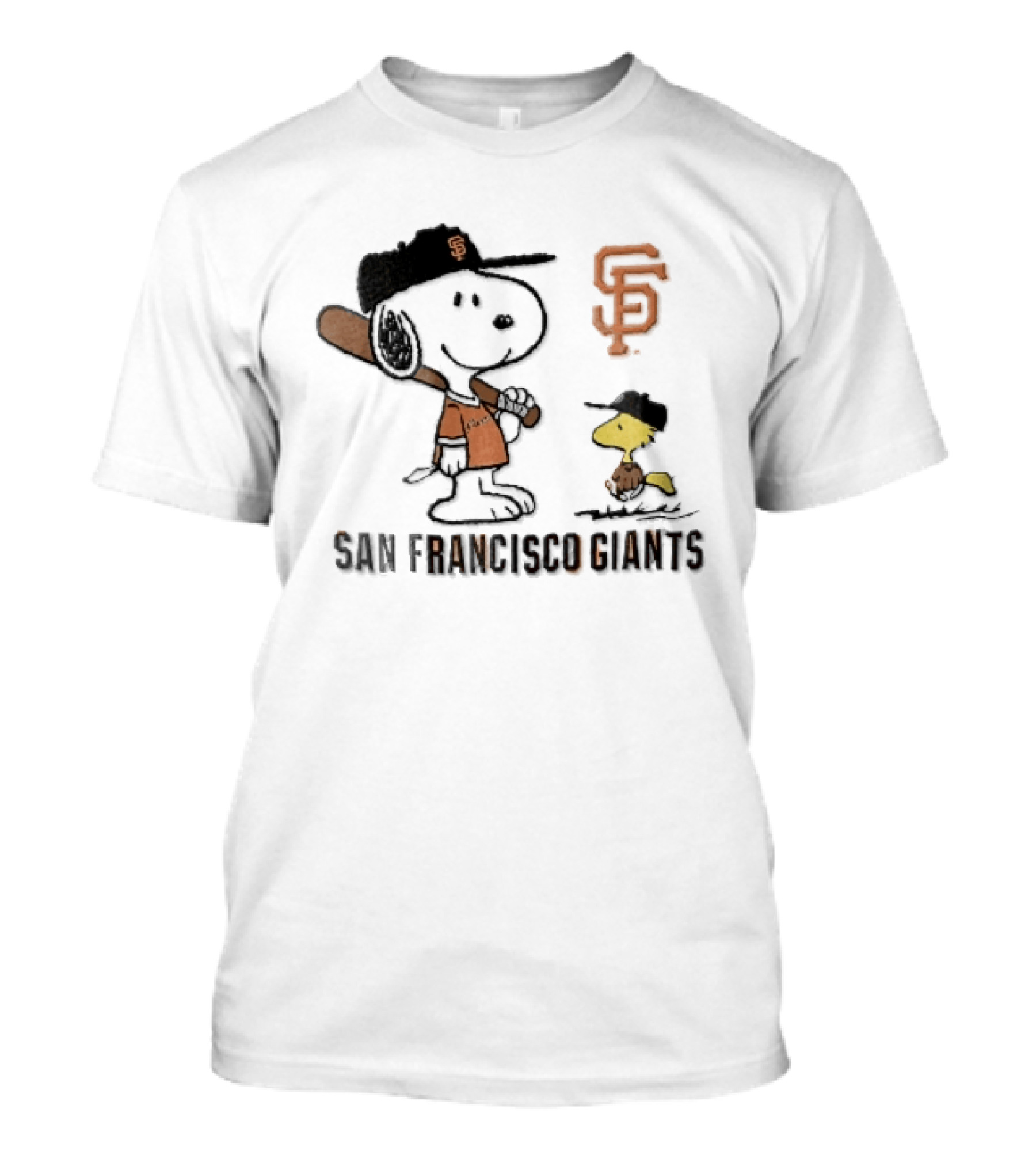 San Francisco Giants Snoopy Woodstock Cartoon Baseball MLB T-Shirt