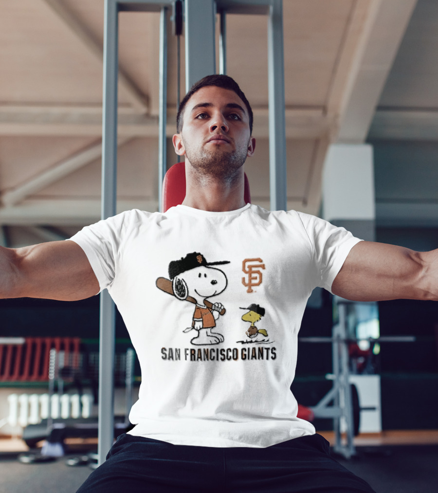 San Francisco Giants Snoopy Woodstock Cartoon Baseball MLB T-Shirt