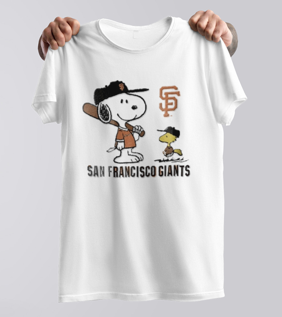 San Francisco Giants Snoopy Woodstock Cartoon Baseball MLB T-Shirt