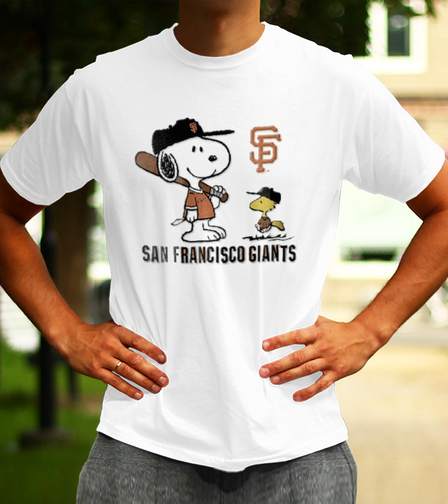 San Francisco Giants Snoopy Woodstock Cartoon Baseball MLB T-Shirt