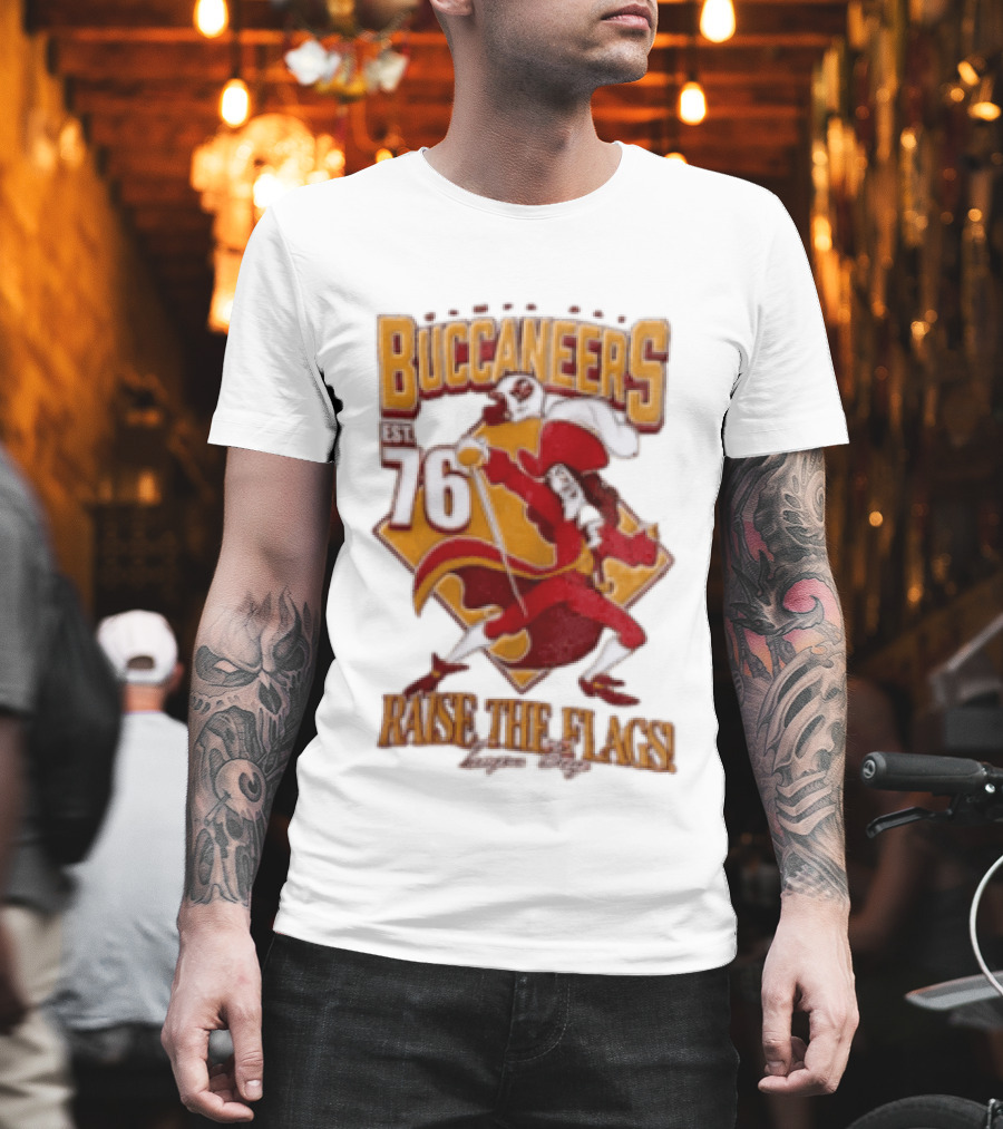 Buccaneers EST 76 Captain Hook Raise The Flags T-Shirt