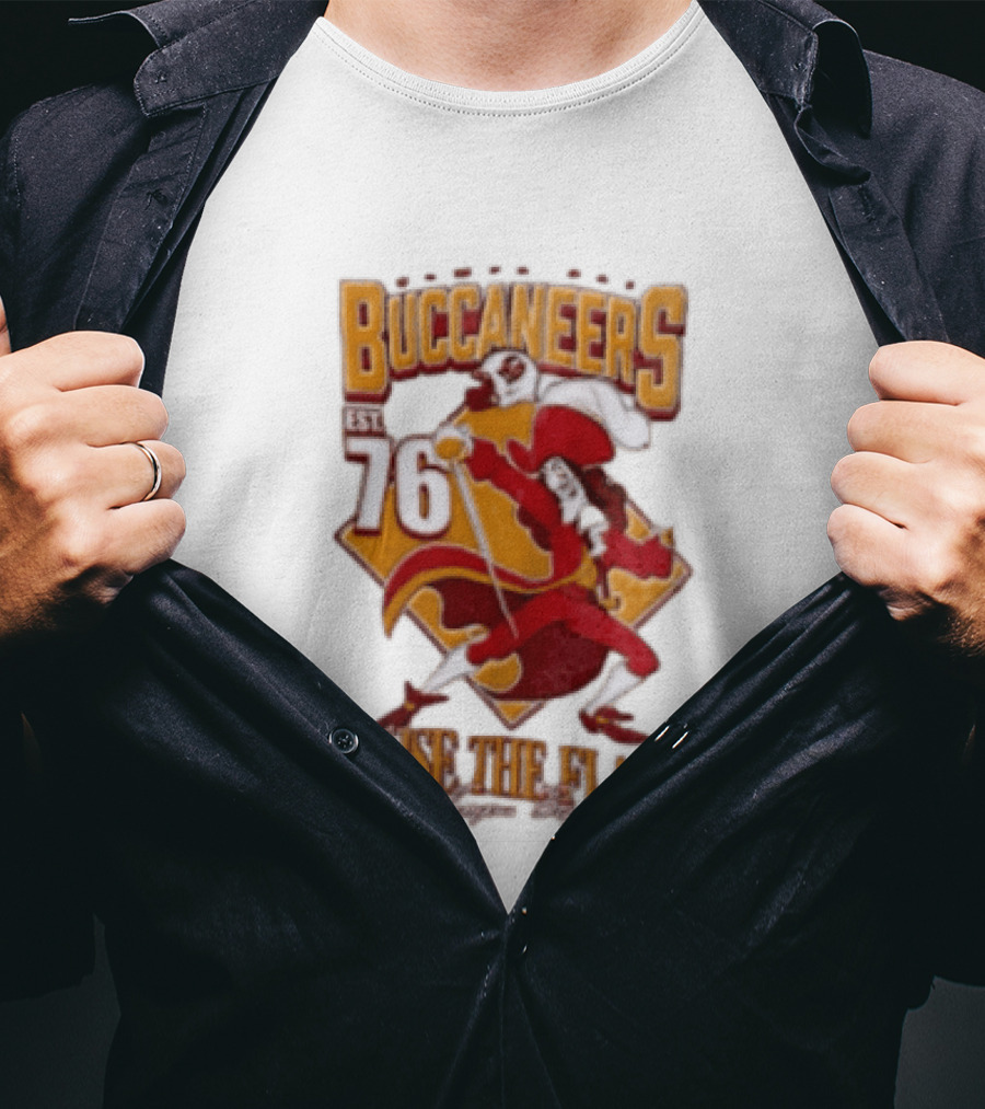 Buccaneers EST 76 Captain Hook Raise The Flags T-Shirt