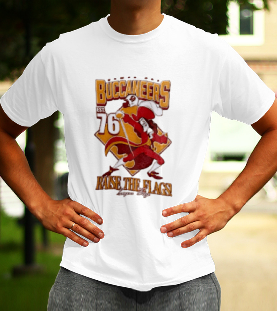 Buccaneers EST 76 Captain Hook Raise The Flags T-Shirt