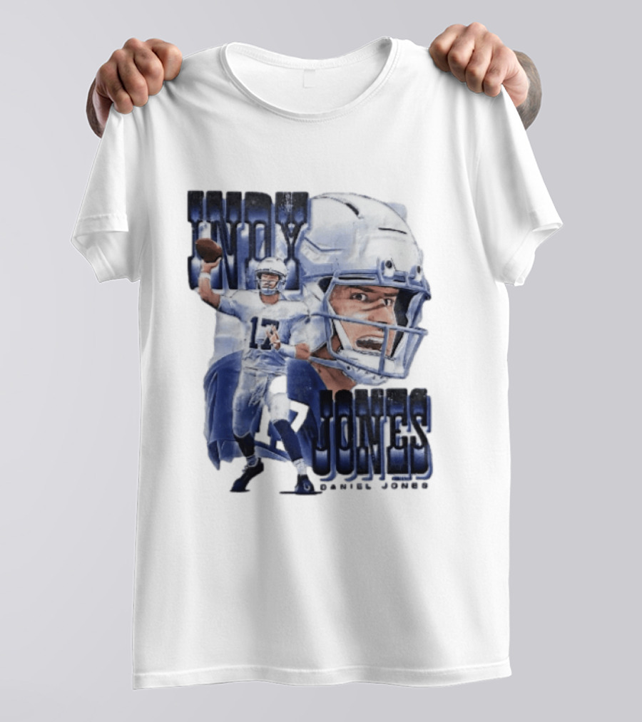 Indy Jones Football Quarterback Throwing Action Close Up Helmet T-Shirt