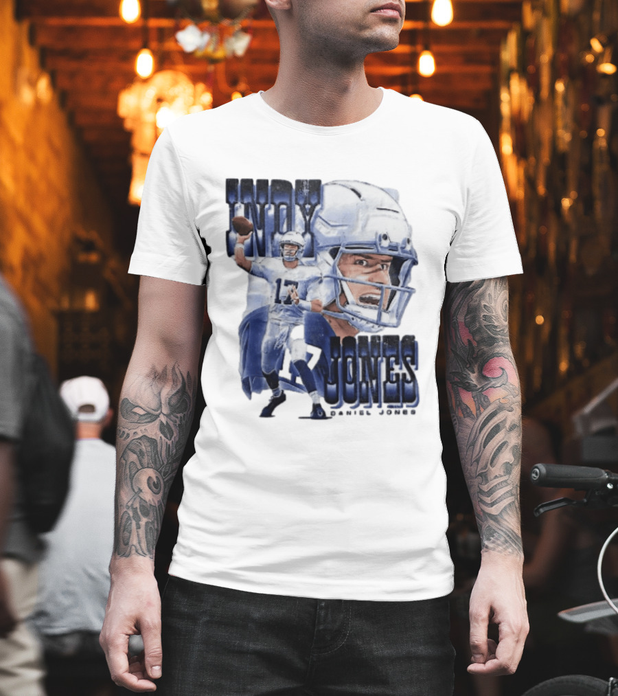 Indy Jones Football Quarterback Throwing Action Close Up Helmet T-Shirt