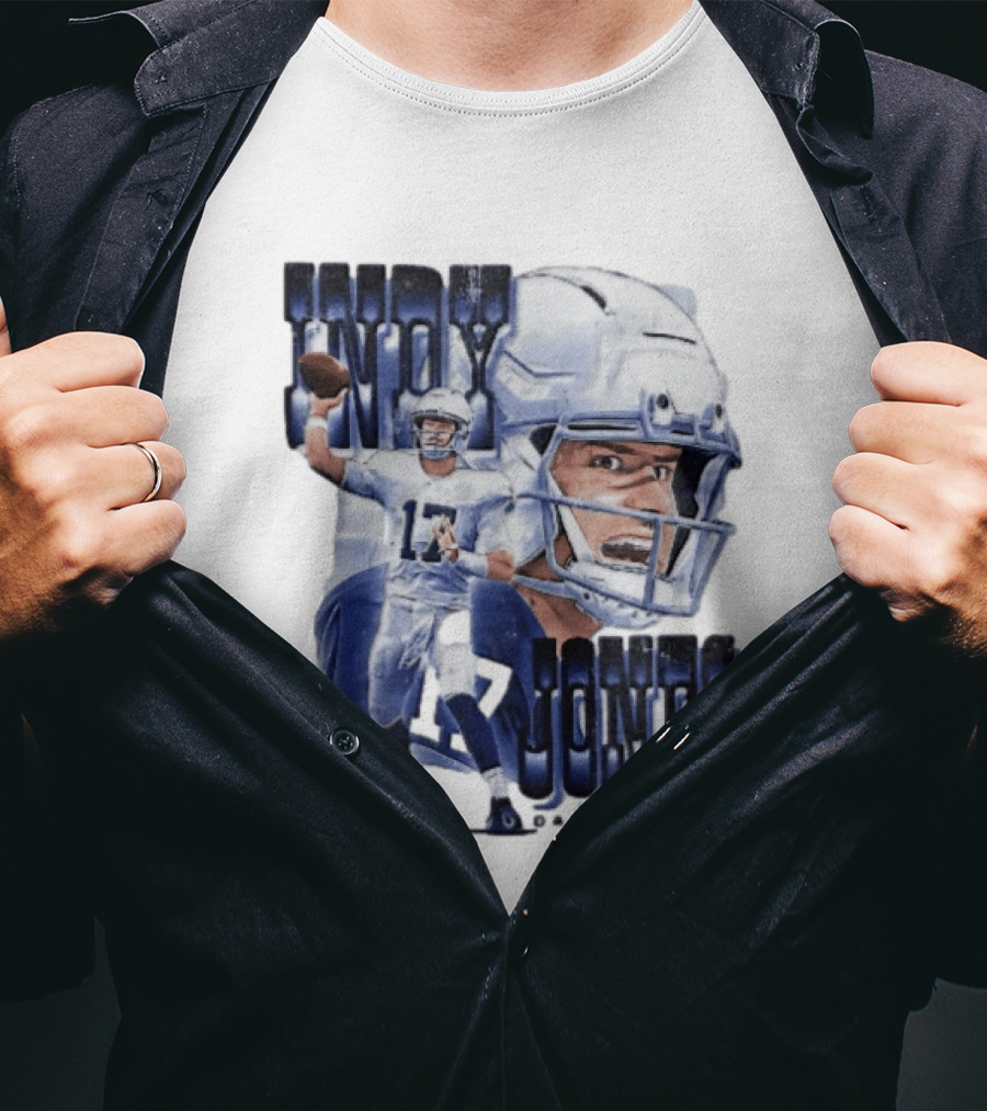Indy Jones Football Quarterback Throwing Action Close Up Helmet T-Shirt